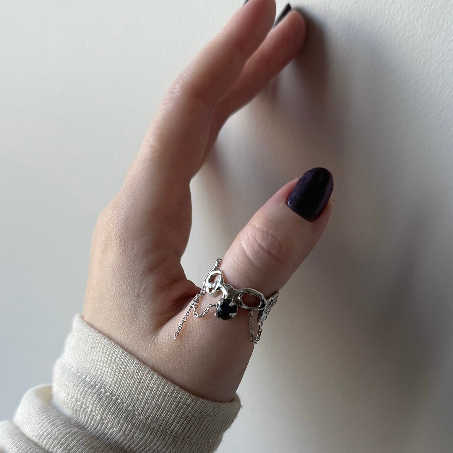 [ labradorite ] nuanced mesh silver [ free size ]