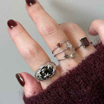 [ red garnet ] twinkle ring silver
