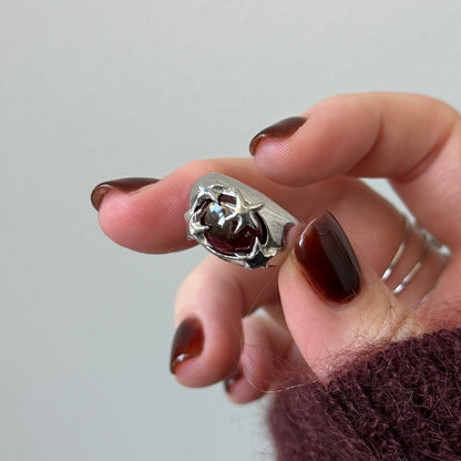 [ red garnet ] twinkle ring silver