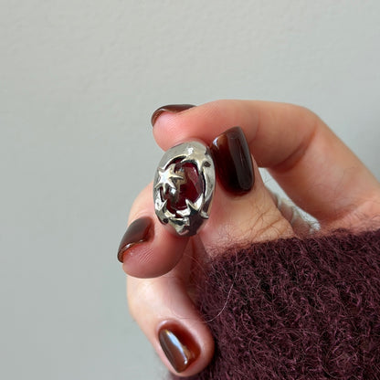 [ red garnet ] twinkle ring silver