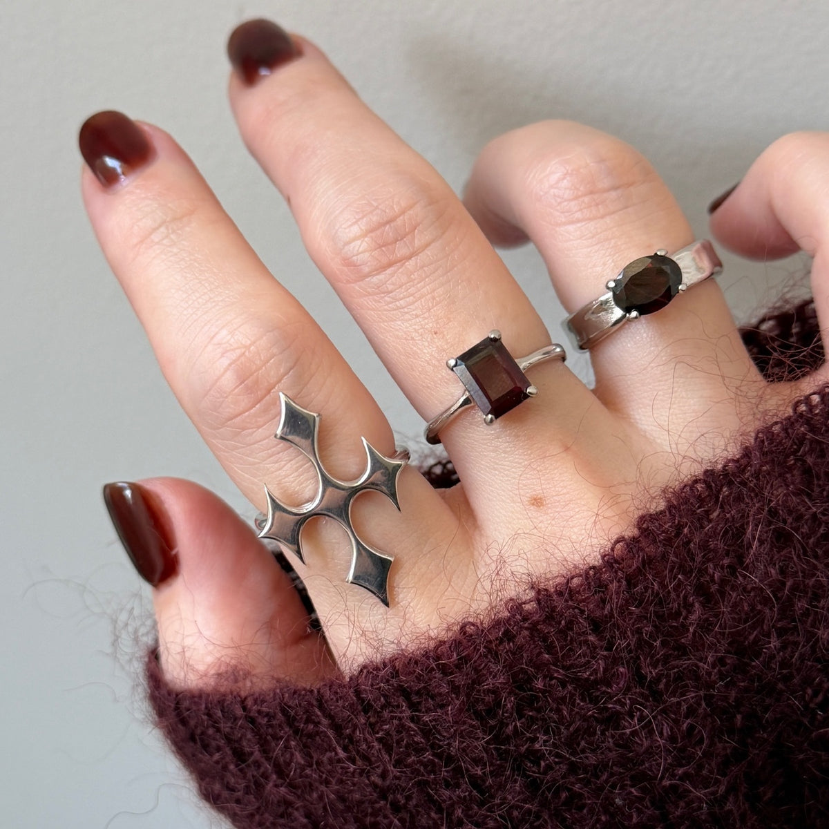[ silver ] diamond cross ring