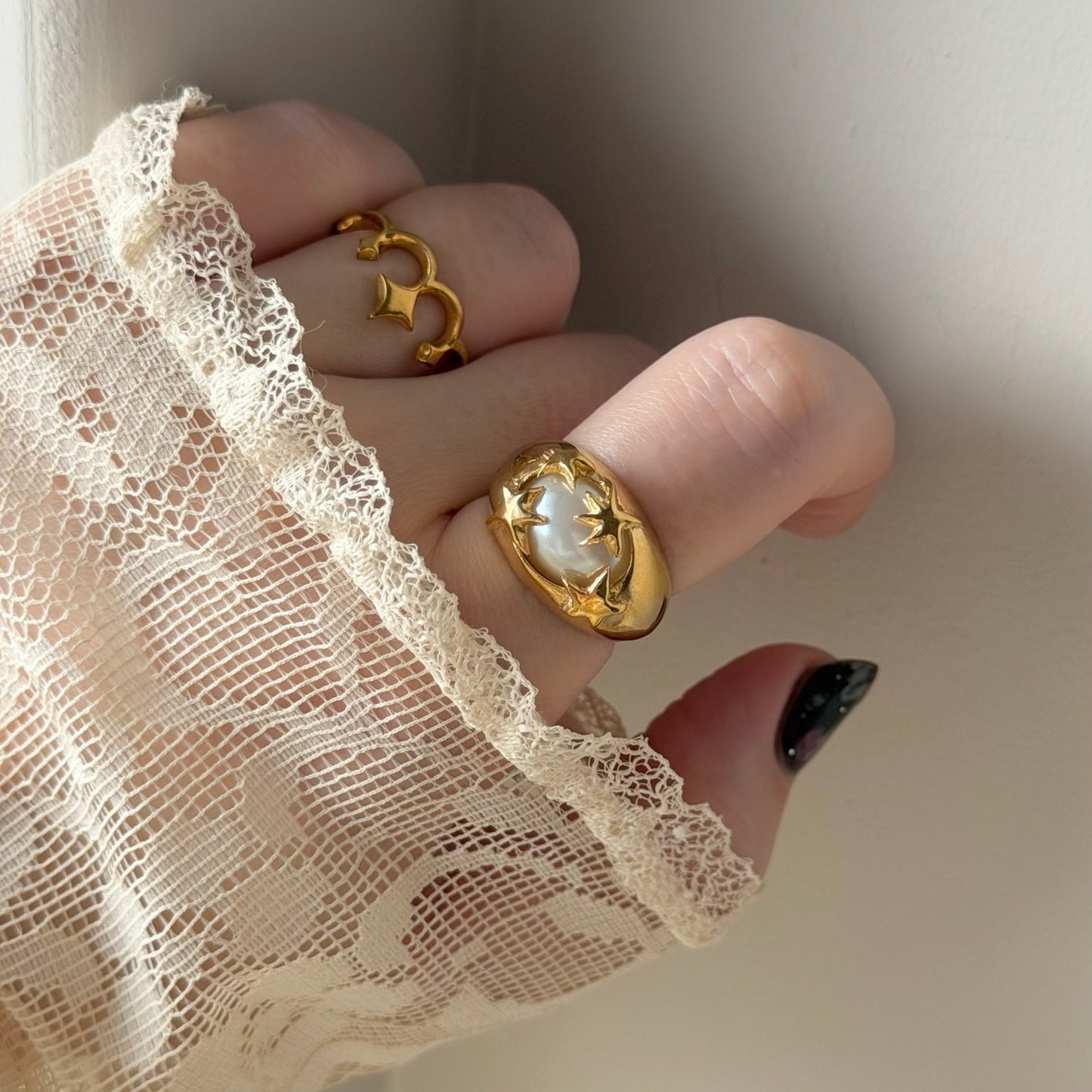 [ vintage pearl ] twinkle ring gold