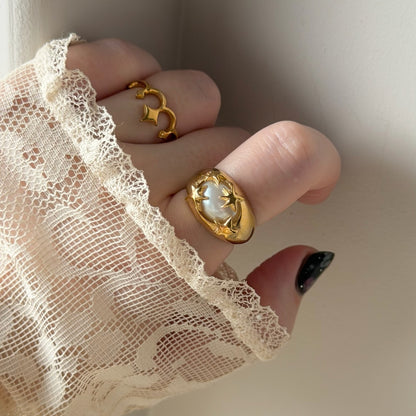 [ vintage pearl ] twinkle ring gold