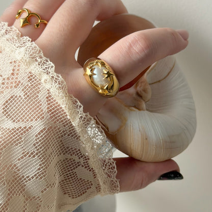 [ vintage pearl ] twinkle ring gold