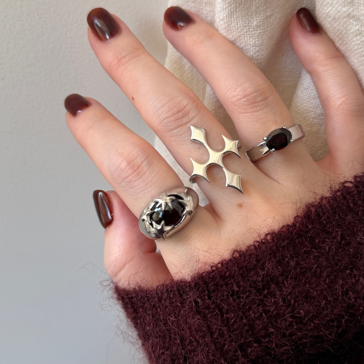 [ red garnet ] twinkle ring silver