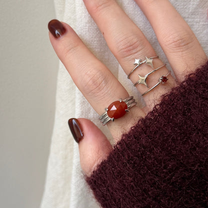 [ red agate ] trois silver