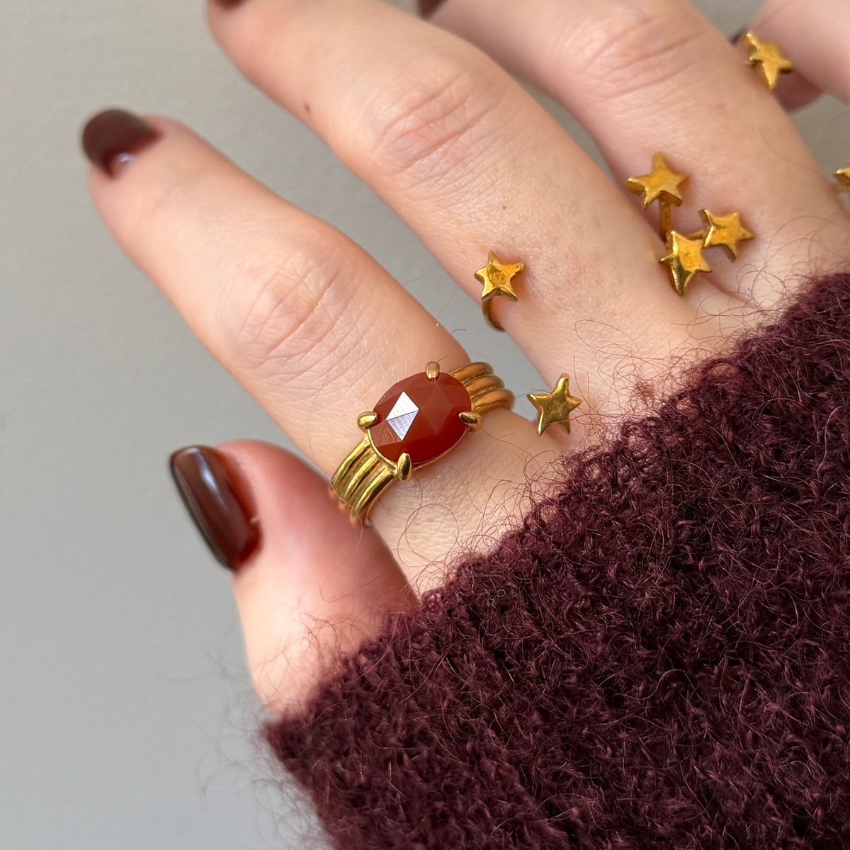 [ red agate ] trois gold