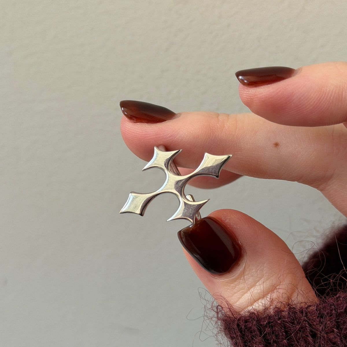 [ silver ] diamond cross ring