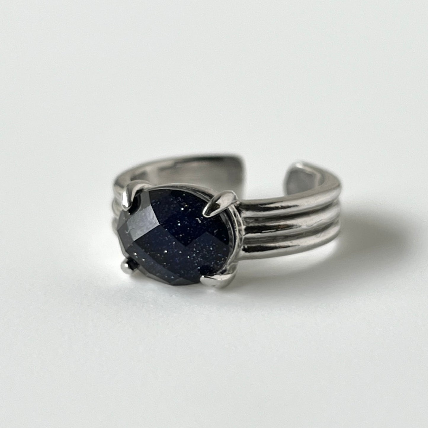[ blue gold stone & crystal (multi-faceted) ] trois silver