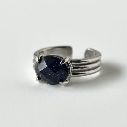 [ blue gold stone & crystal (multi-faceted) ] trois silver
