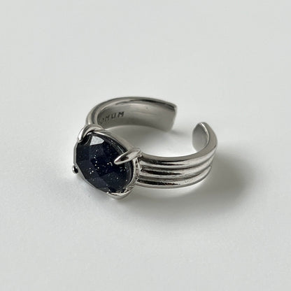 [ blue gold stone & crystal (multi-faceted) ] trois silver