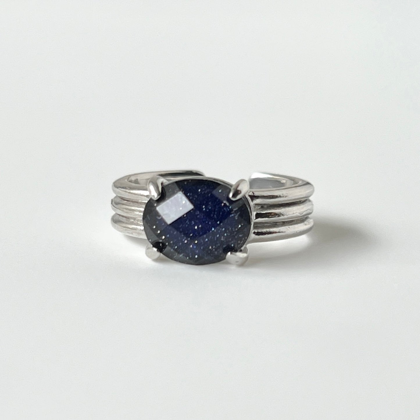 [ blue gold stone & crystal (multi-faceted) ] trois silver