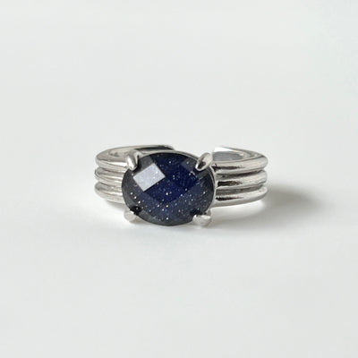 [ blue gold stone & crystal (multi-faceted) ] trois silver