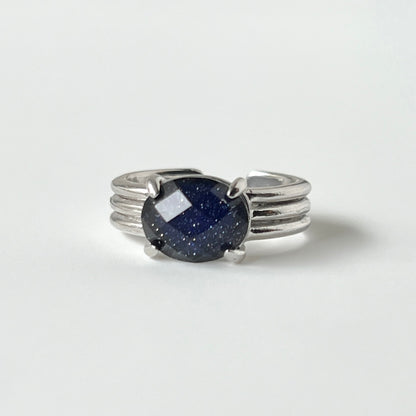 [ blue gold stone & crystal (multi-faceted) ] trois silver