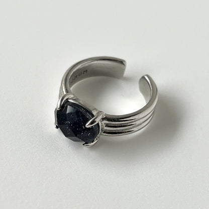 [ blue gold stone & crystal (multi-faceted) ] trois silver