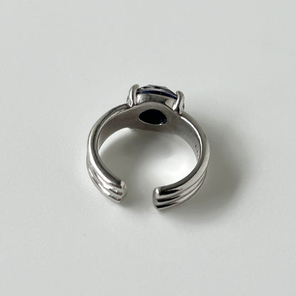 [ blue gold stone & crystal (multi-faceted) ] trois silver