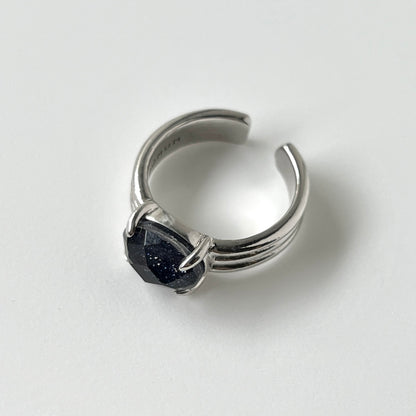 [ blue gold stone & crystal (multi-faceted) ] trois silver