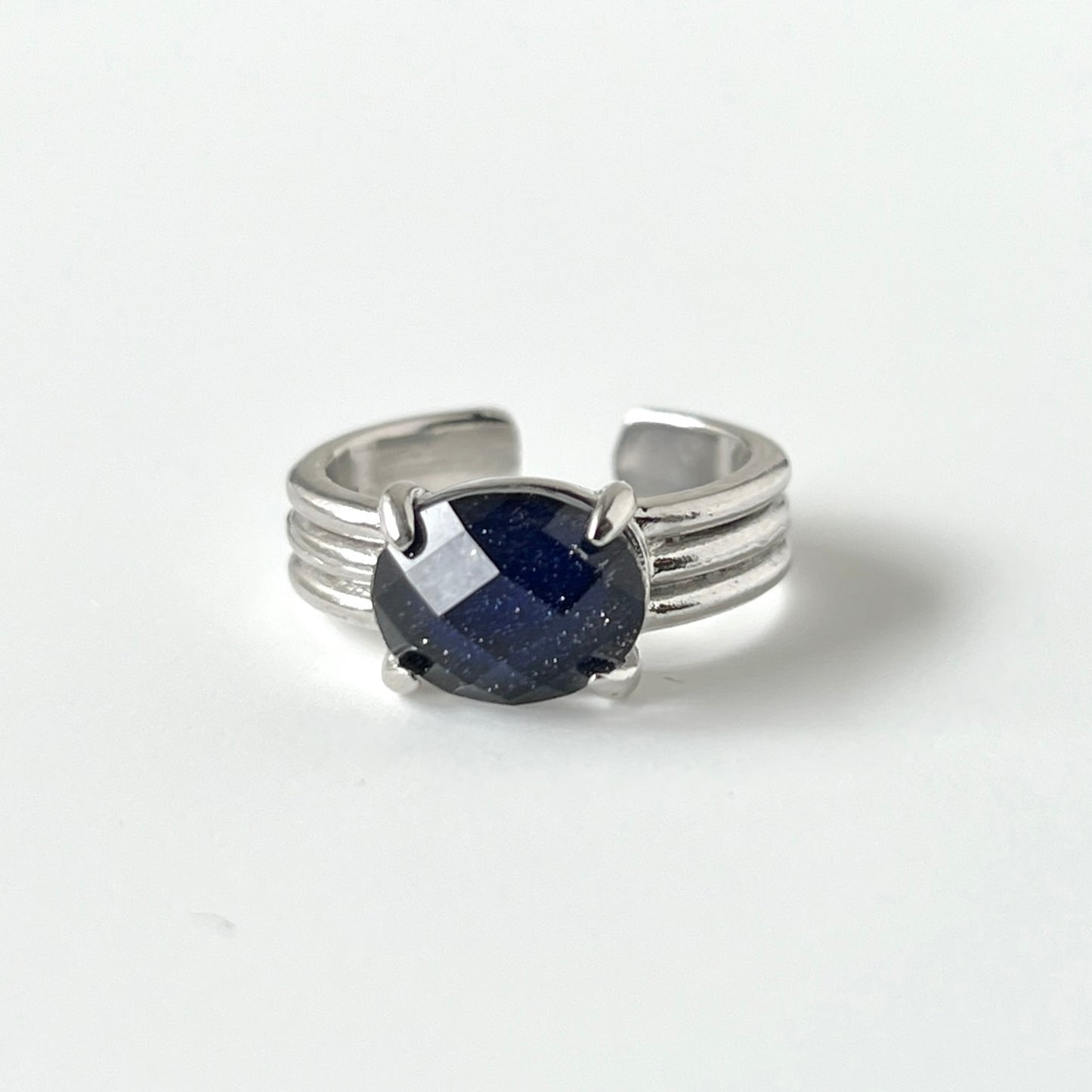 [ blue gold stone & crystal (multi-faceted) ] trois silver