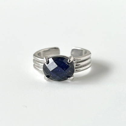 [ blue gold stone & crystal (multi-faceted) ] trois silver