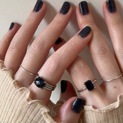 [ blue gold stone & crystal (multi-faceted) ] trois silver