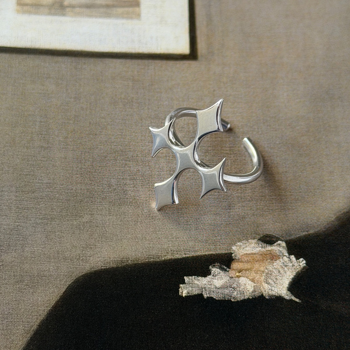 [ silver ] diamond cross ring