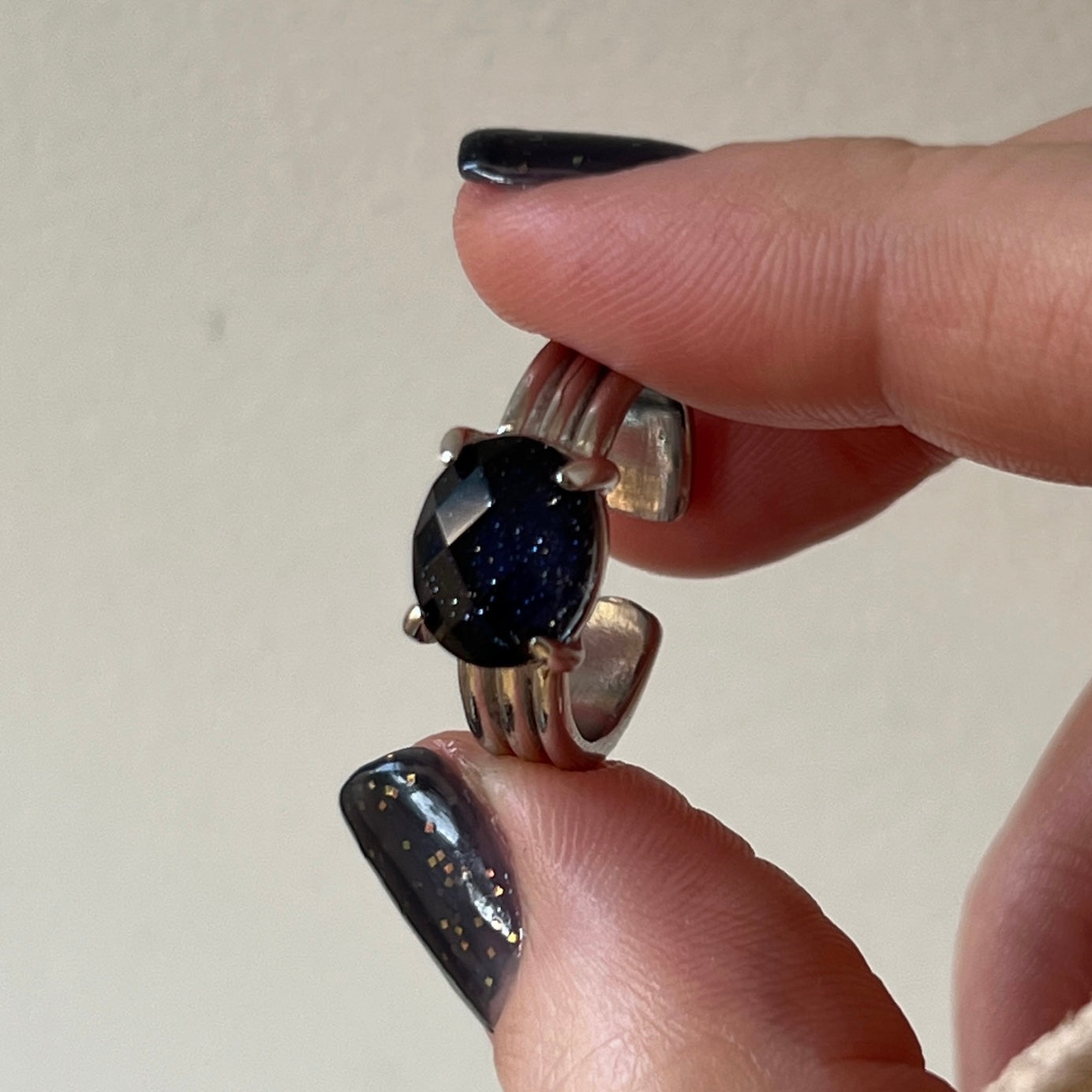 [ blue gold stone & crystal (multi-faceted) ] trois silver