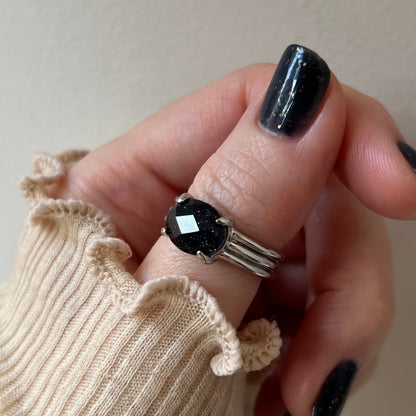 [ blue gold stone & crystal (multi-faceted) ] trois silver