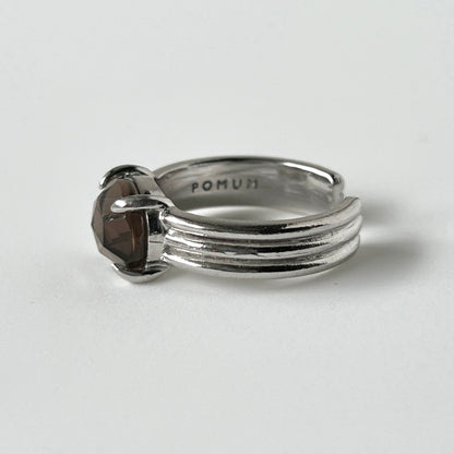 [ smoky quarz (multi-faceted) ] trois silver
