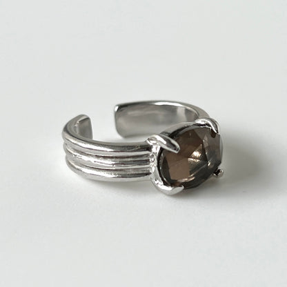 [ smoky quarz (multi-faceted) ] trois silver