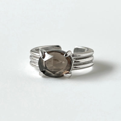 [ smoky quarz (multi-faceted) ] trois silver
