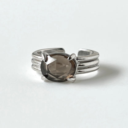 [ smoky quarz (multi-faceted) ] trois silver