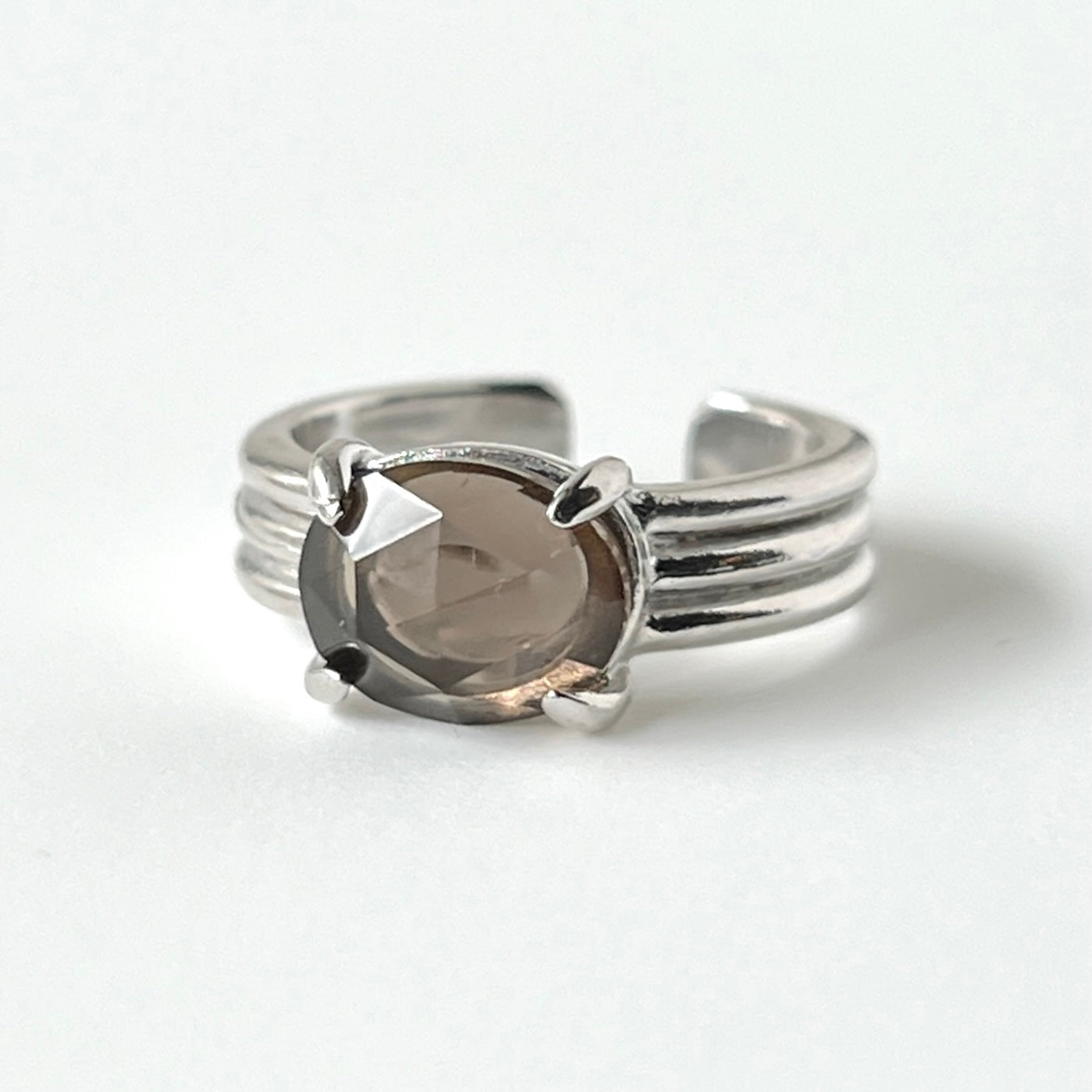 [ smoky quarz (multi-faceted) ] trois silver