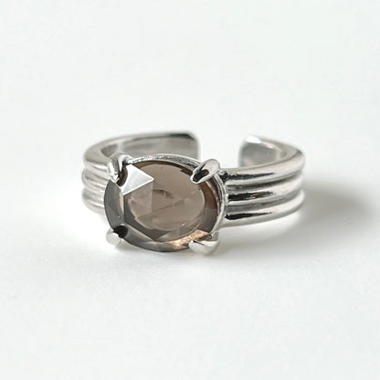 [ smoky quarz (multi-faceted) ] trois silver