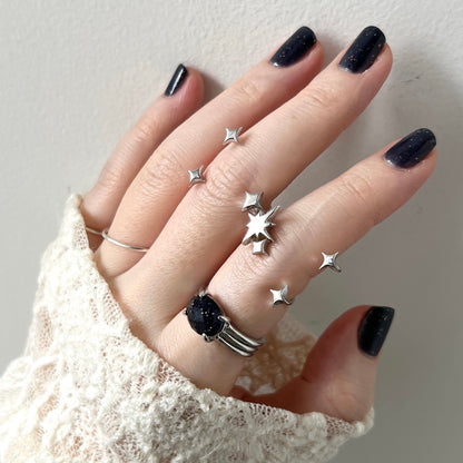 [ blue gold stone & crystal (multi-faceted) ] trois silver