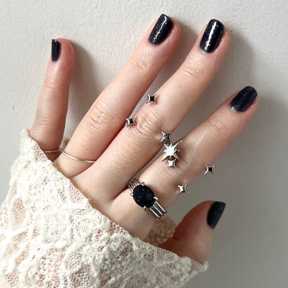 [ blue gold stone & crystal (multi-faceted) ] trois silver