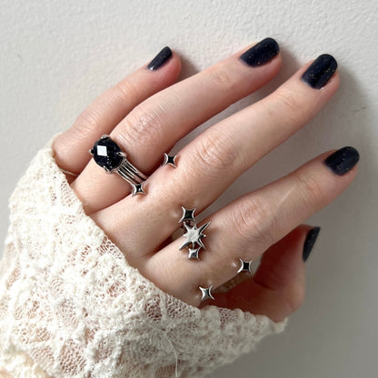 [ blue gold stone & crystal (multi-faceted) ] trois silver
