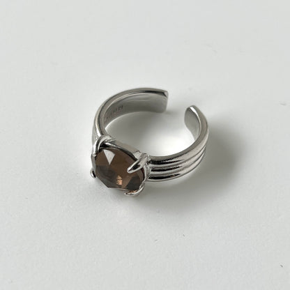 [ smoky quarz (multi-faceted) ] trois silver