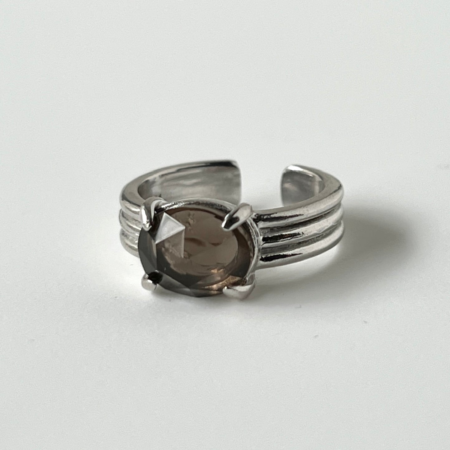 [ smoky quarz (multi-faceted) ] trois silver