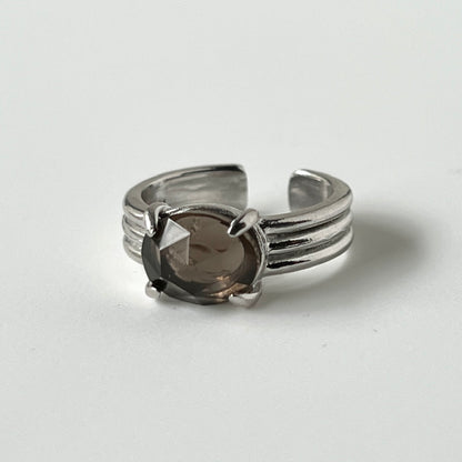 [ smoky quarz (multi-faceted) ] trois silver