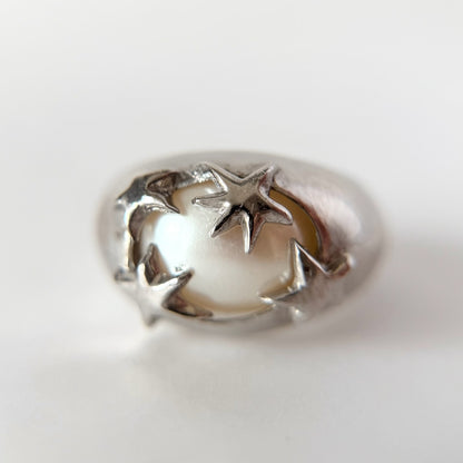 [ vintage pearl ] twinkle ring silver