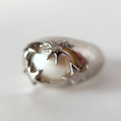 [ vintage pearl ] twinkle ring silver