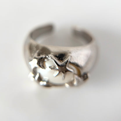 [ vintage pearl ] twinkle ring silver