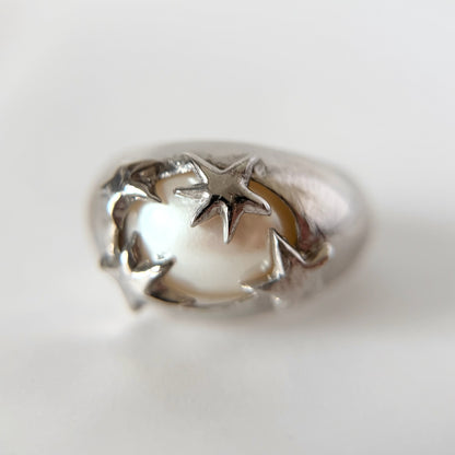 [ vintage pearl ] twinkle ring silver