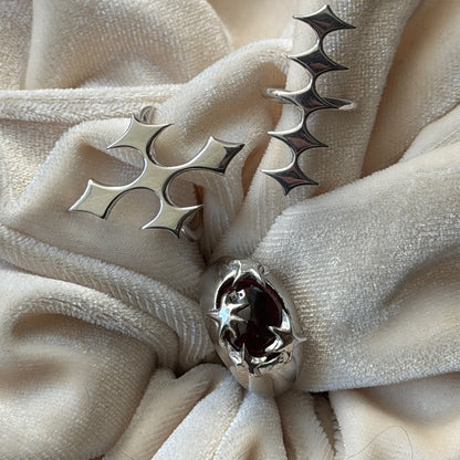 [ red garnet ] twinkle ring silver