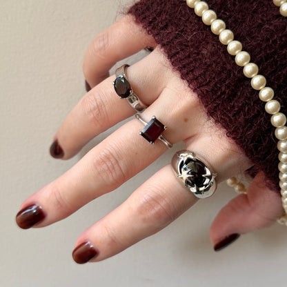 [ red garnet ] twinkle ring silver
