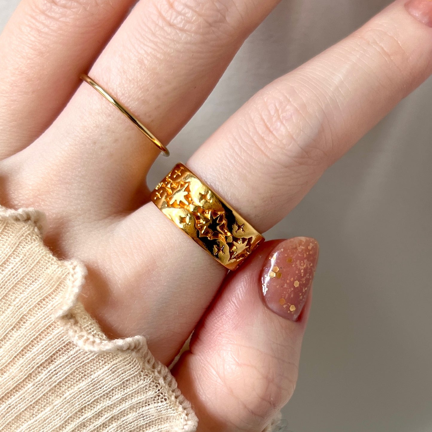 [ gold ] star lace ring [ free size ]