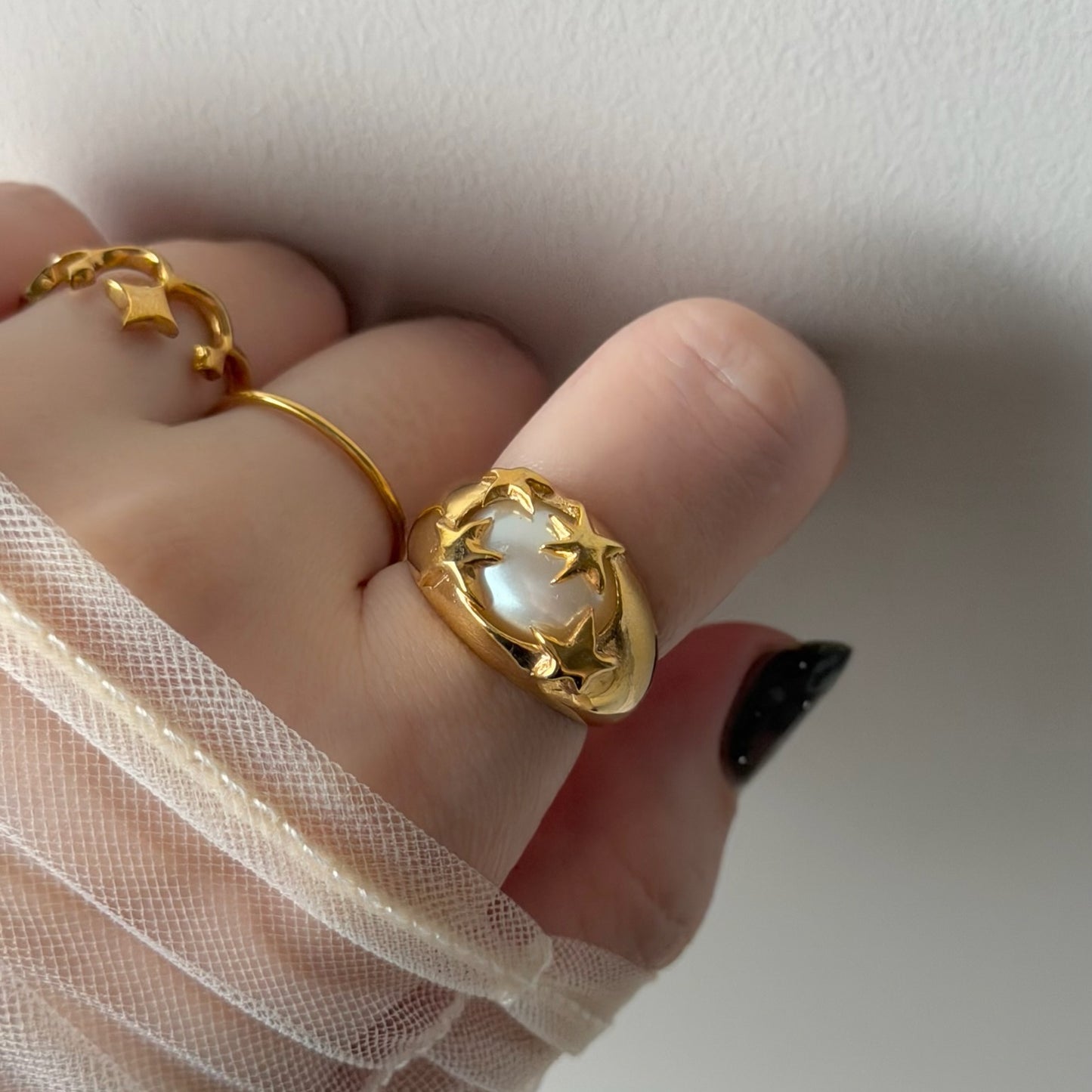 [ vintage pearl ] twinkle ring gold