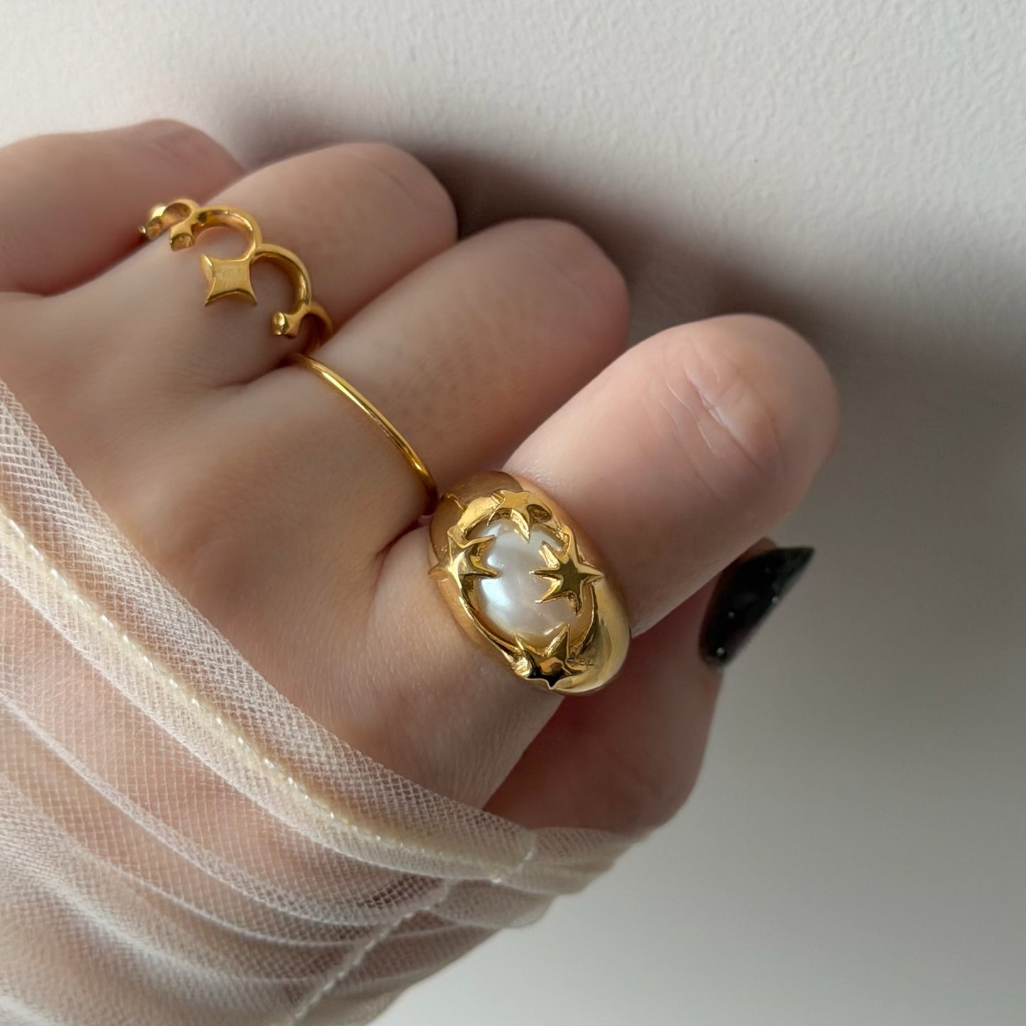 [ vintage pearl ] twinkle ring gold