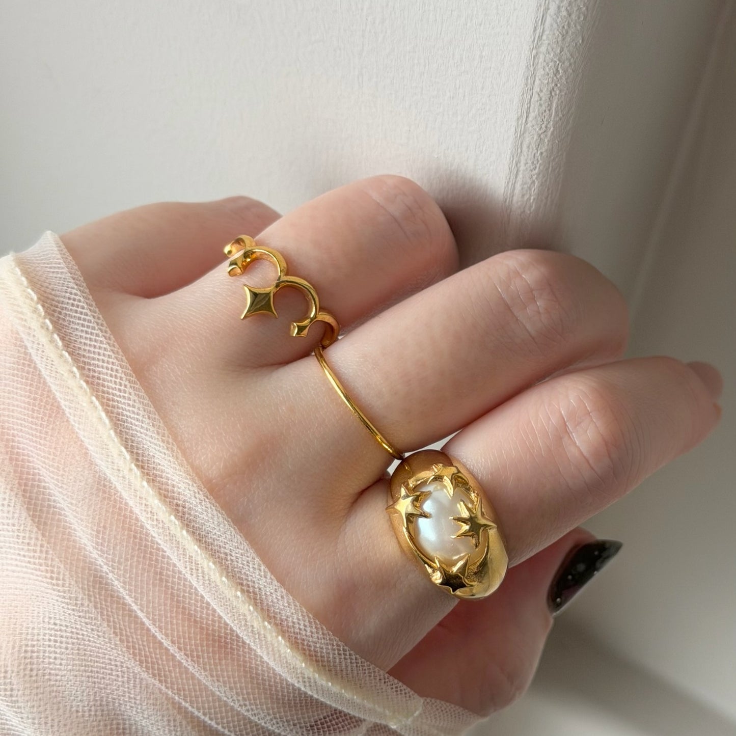 [ vintage pearl ] twinkle ring gold