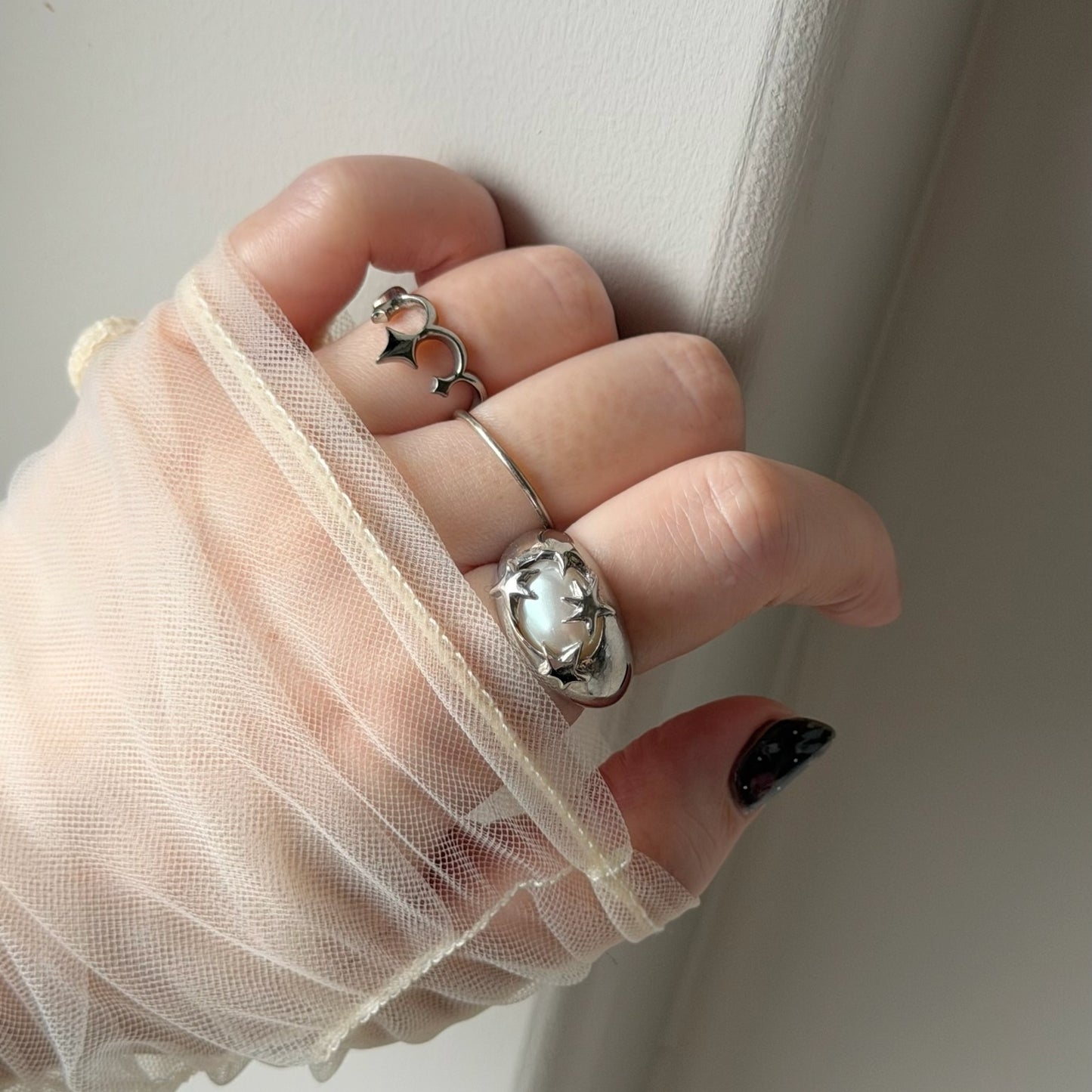 [ vintage pearl ] twinkle ring silver
